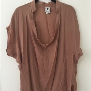 HAUTE HIPPIE short sleeve cowl neck blouse -  M